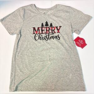 Holiday Time Gray and Red Christmas T-Shirt Size Medium